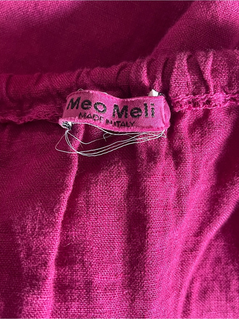 Meo Meli Fuchsia Midi Dress with Tie Neck and Front Slit - Picture 7 of 8